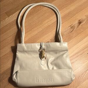 Cream Leather Shoulder Bag